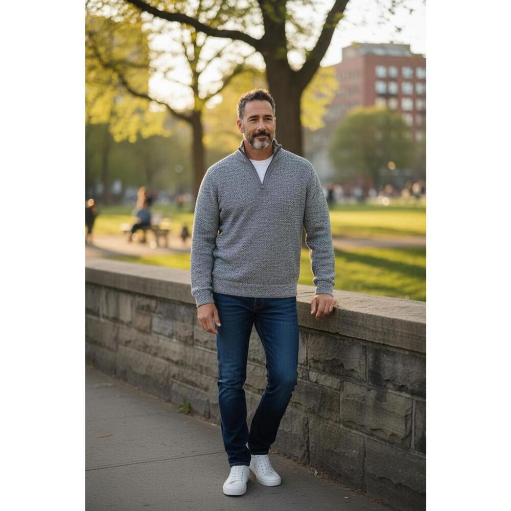 Orvis Classic Collection Gray Half-Zip Men's Sherpa Pullover‎ Sweater Medium